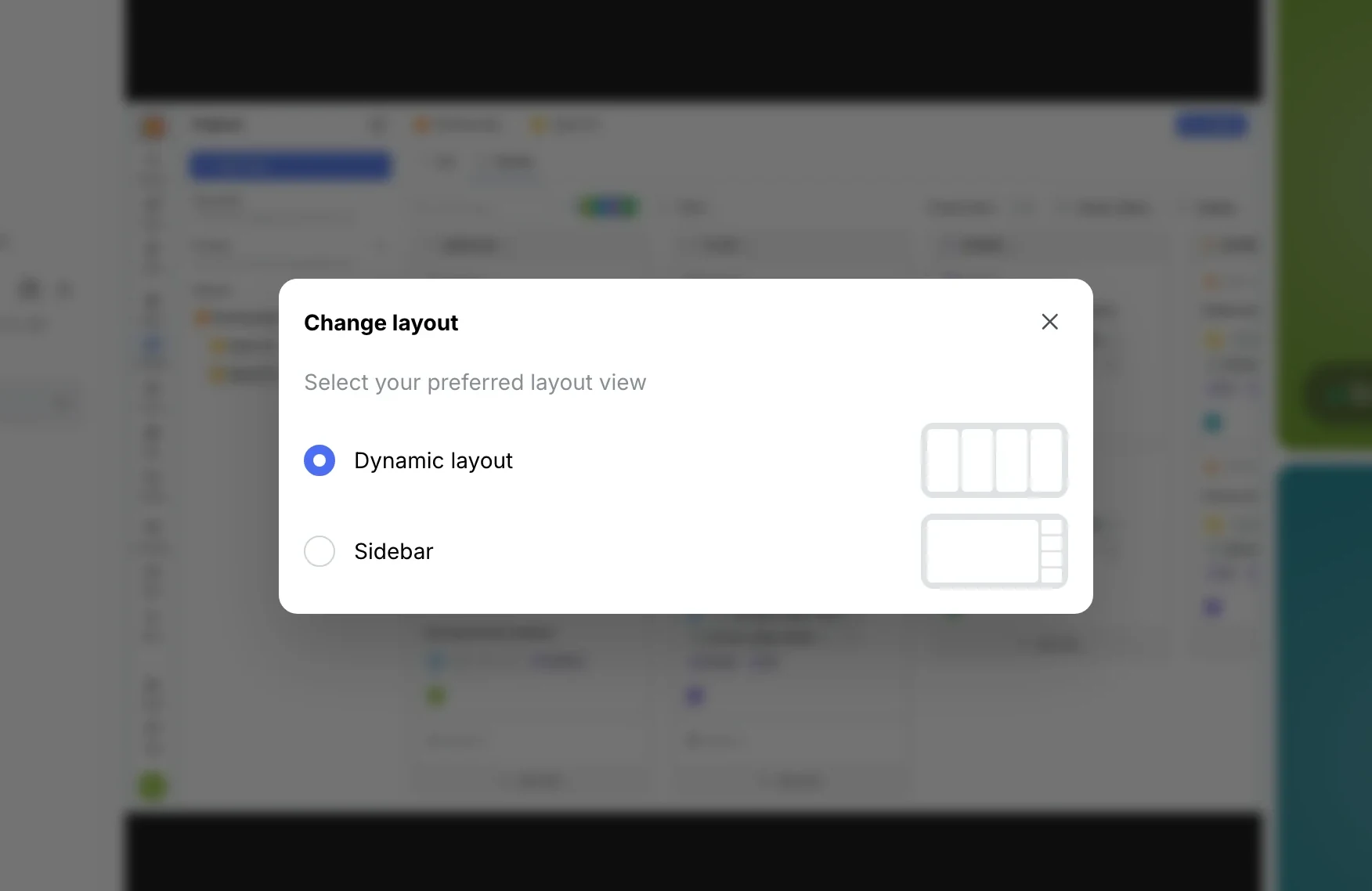 Change layout: dynamic or sidebar