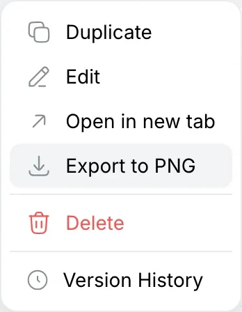 Flow menu with Export to PNG