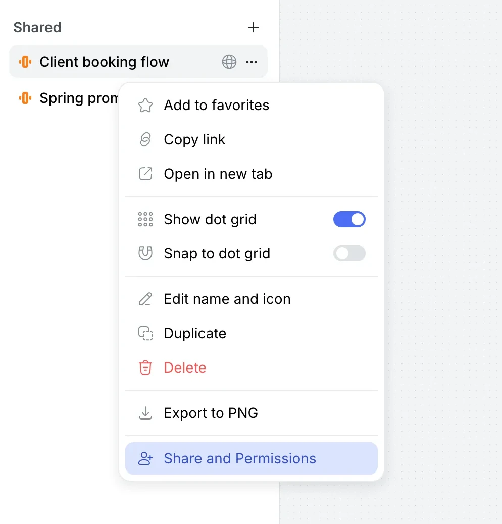Flow menu: show the dot grid and snap to it