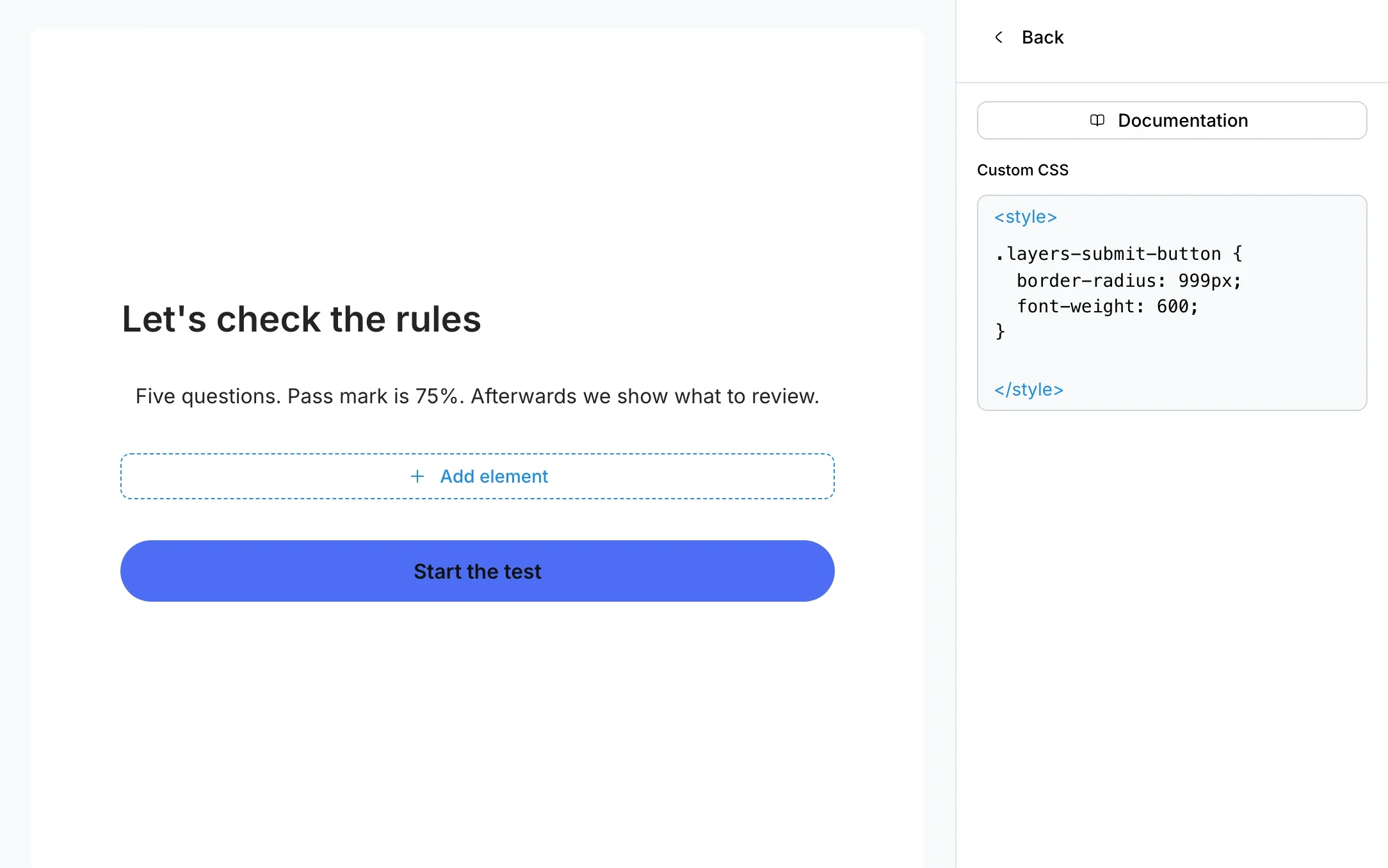 Custom CSS: a rule for .layers-submit-button and the Documentation button