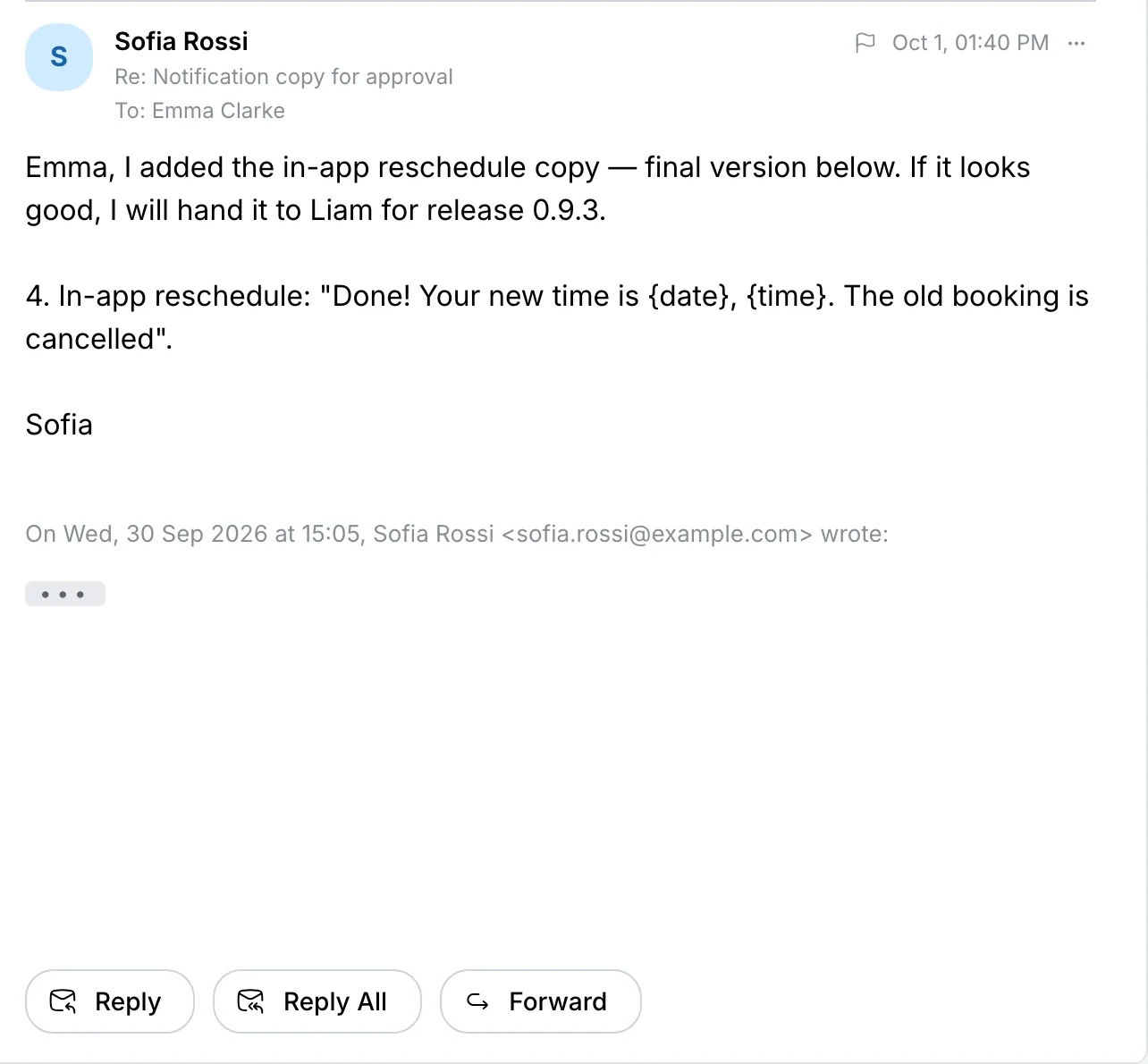 Reply, Reply All, Forward