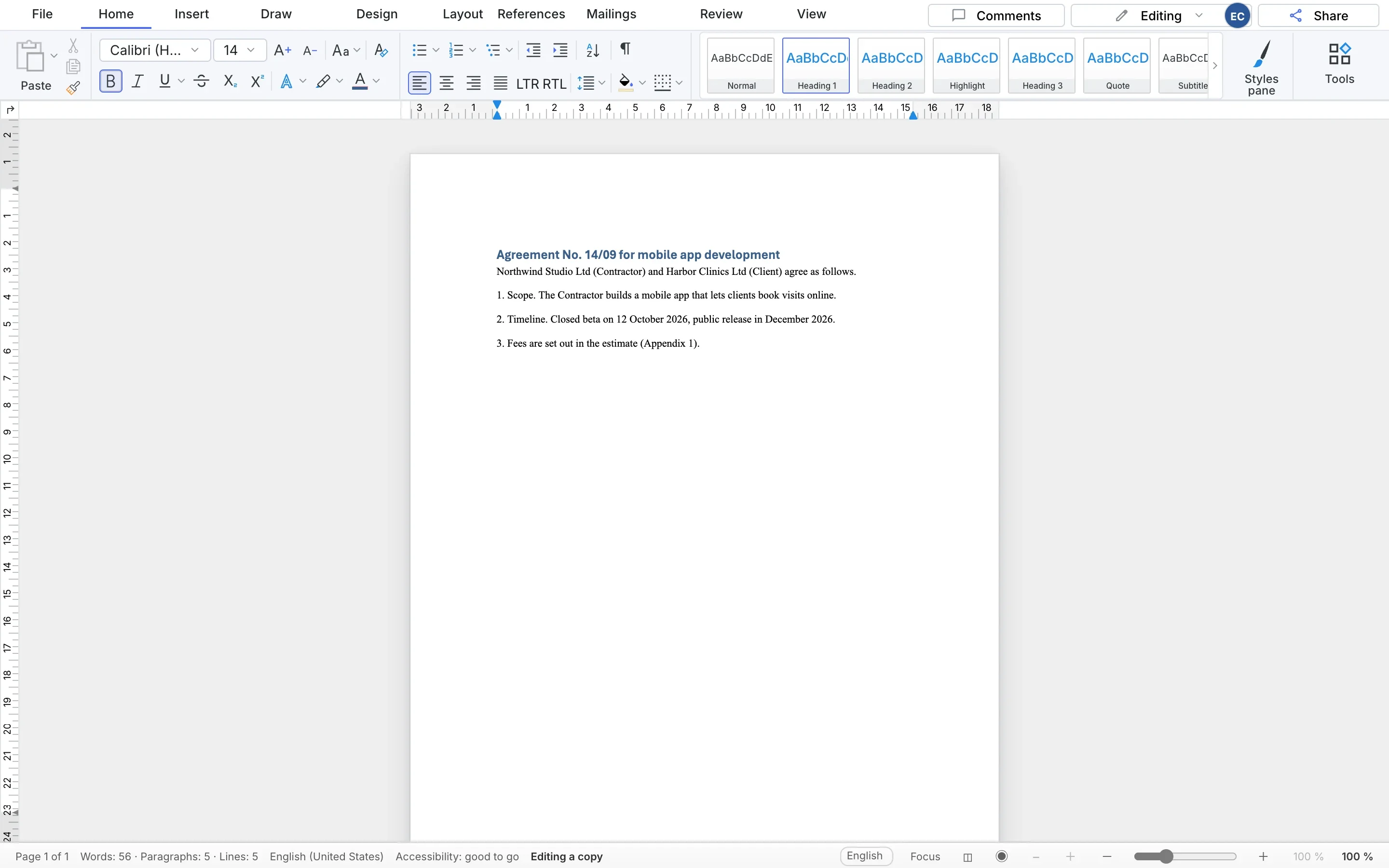 The SumDoc ribbon in the workspace language
