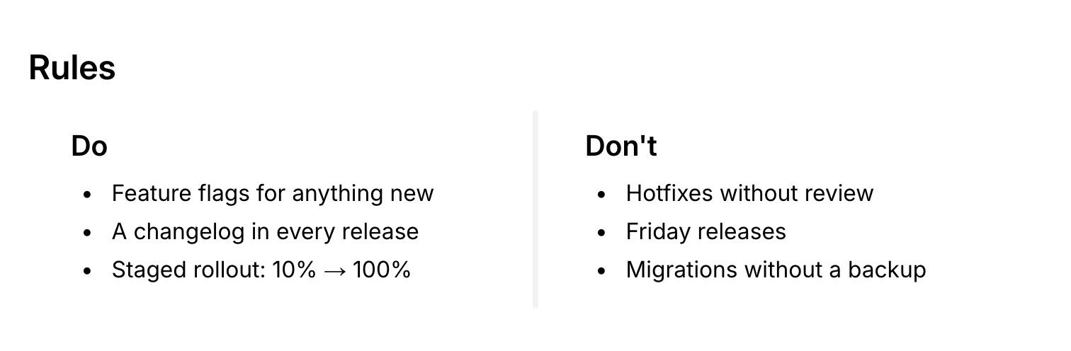 Two columns: Do and Don’t