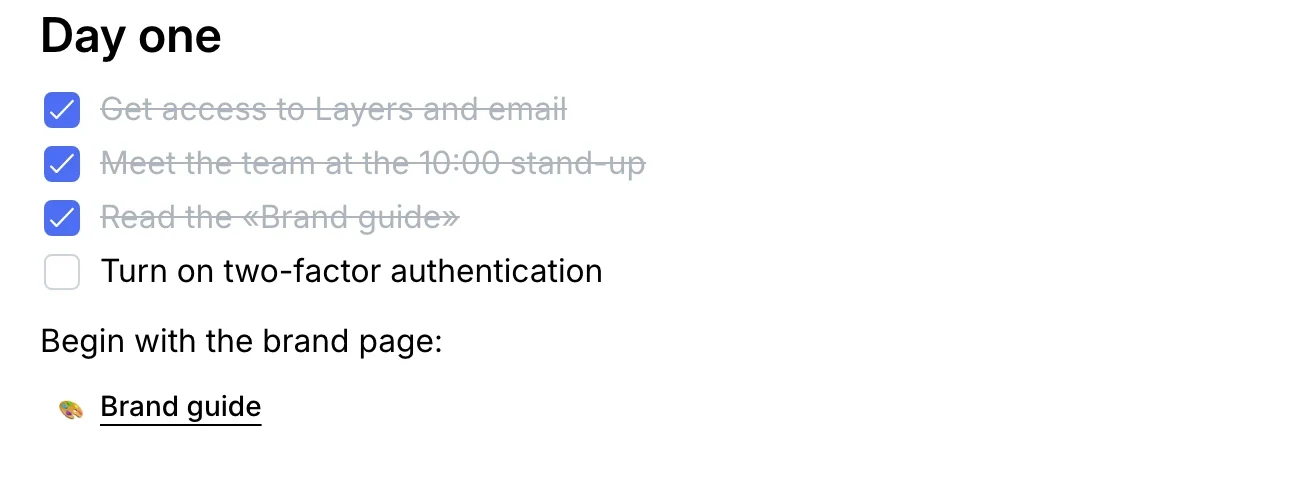 A link to the Brand guide page with its icon
